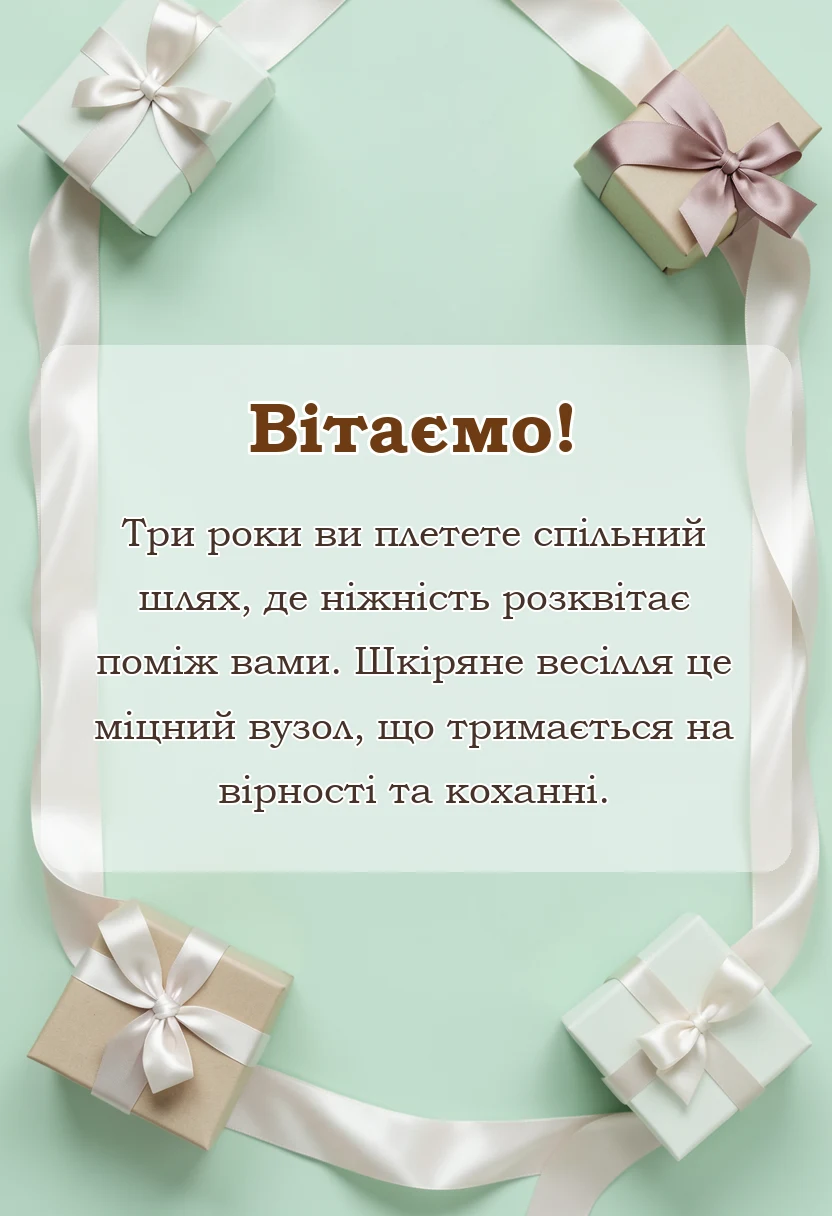унікальна листівка - картинки з річницею весілля 3 роки