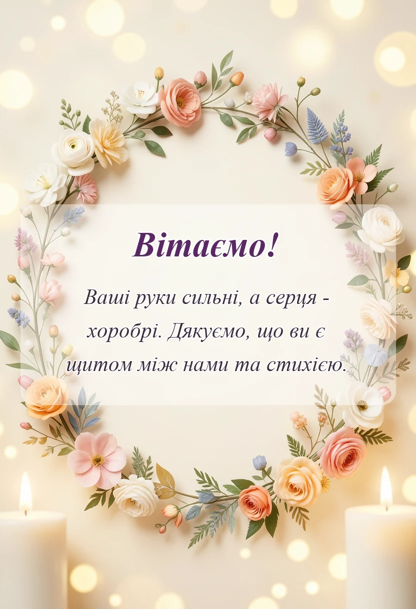 вітальна листівка - подяка пожежникам своїми словами