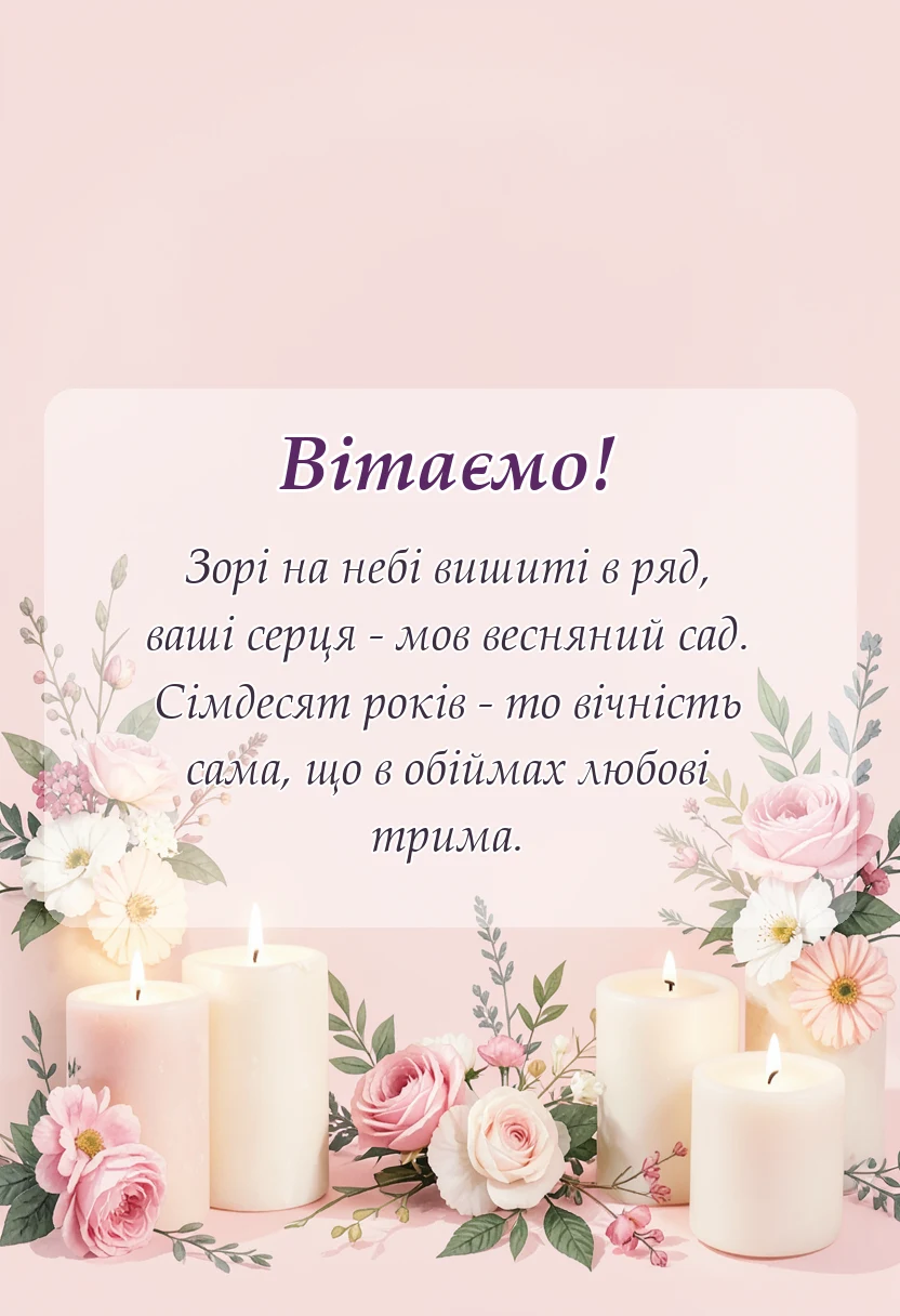 листівка з побажанням - привітання з 70 роками весілля