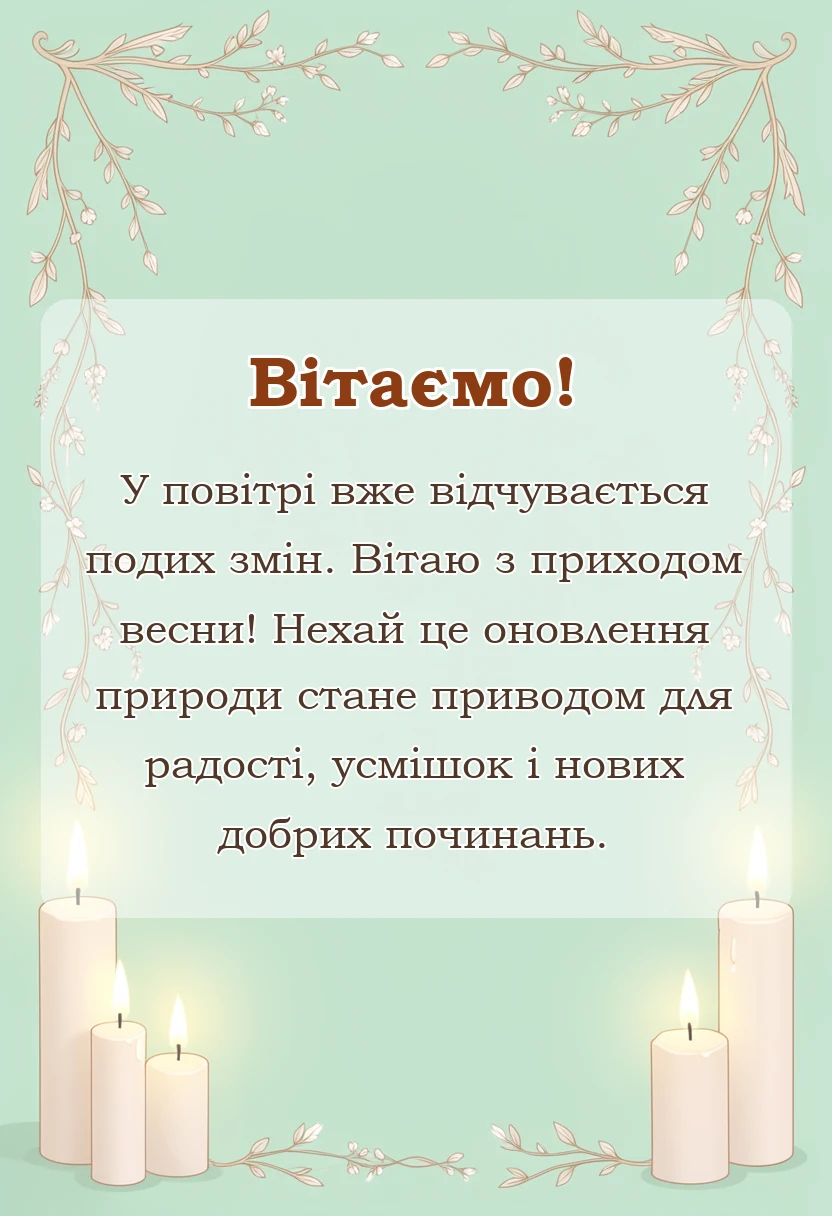 красива листівка: картинки з першим днем весни