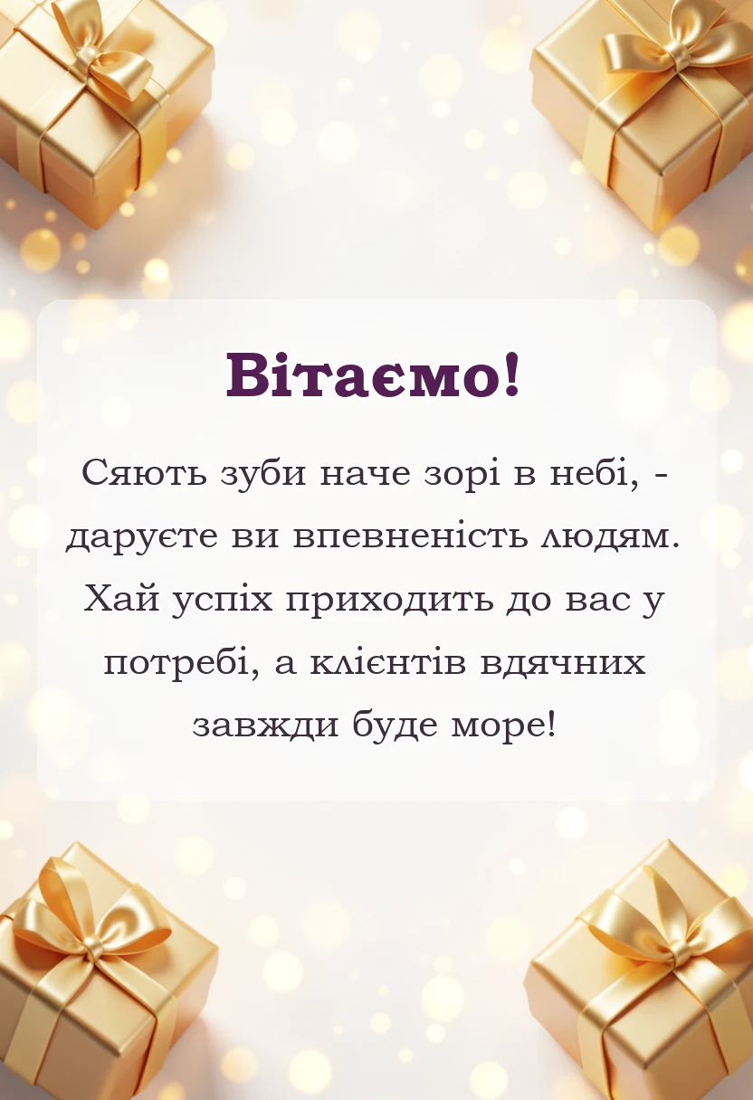 унікальна листівка - привітання з відкриттям стоматології