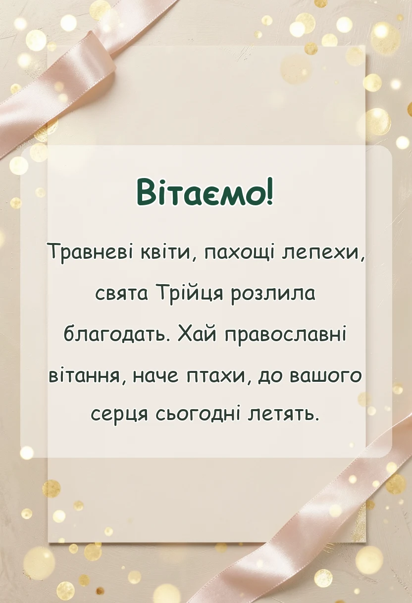 вітальна листівка - привітання з трійцею картинки