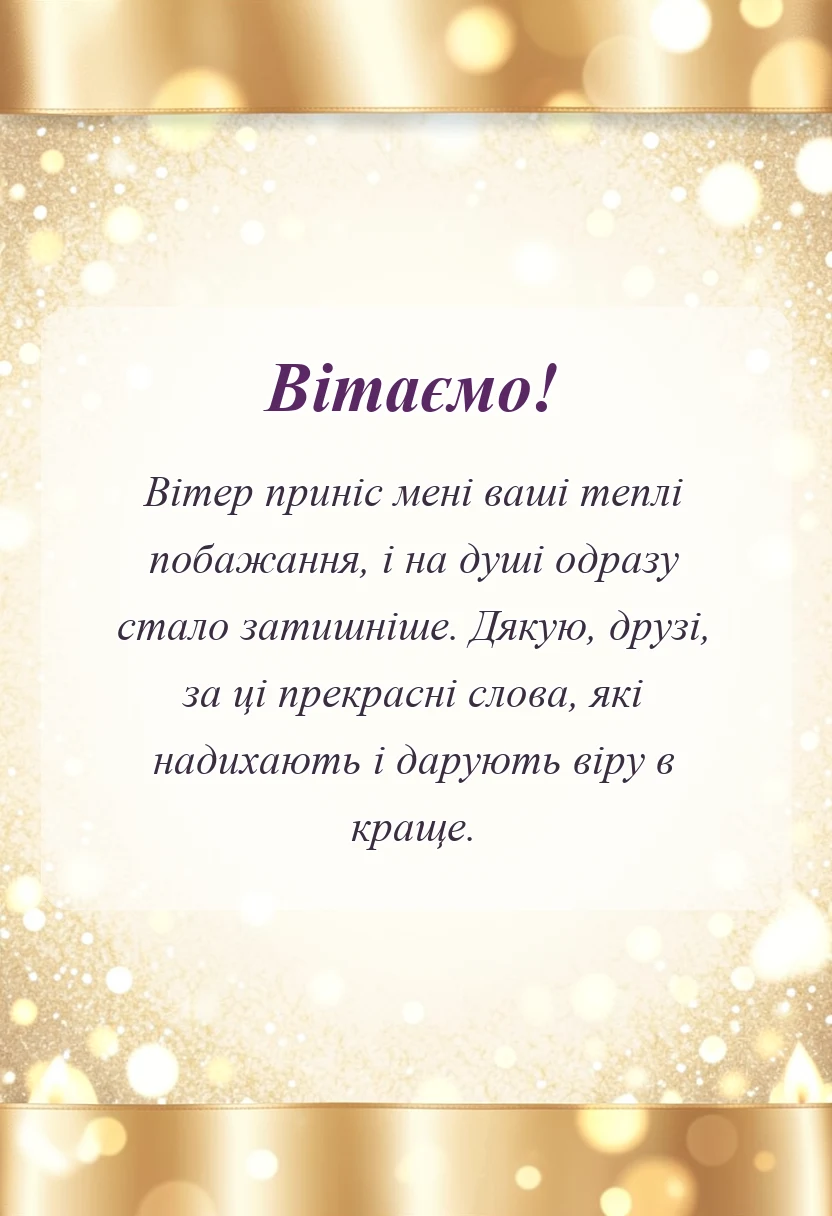красива листівка: подяка друзям за привітання