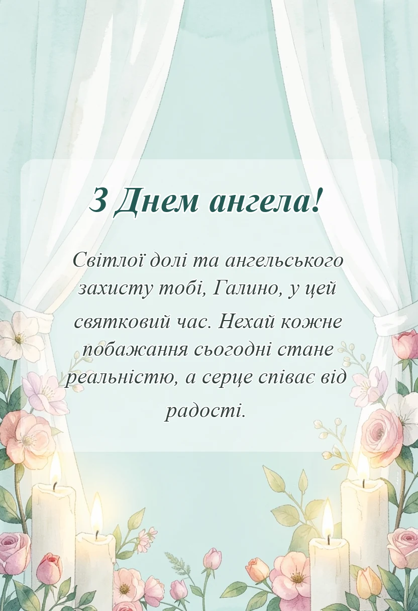 унікальна листівка - день ангела галини привітання