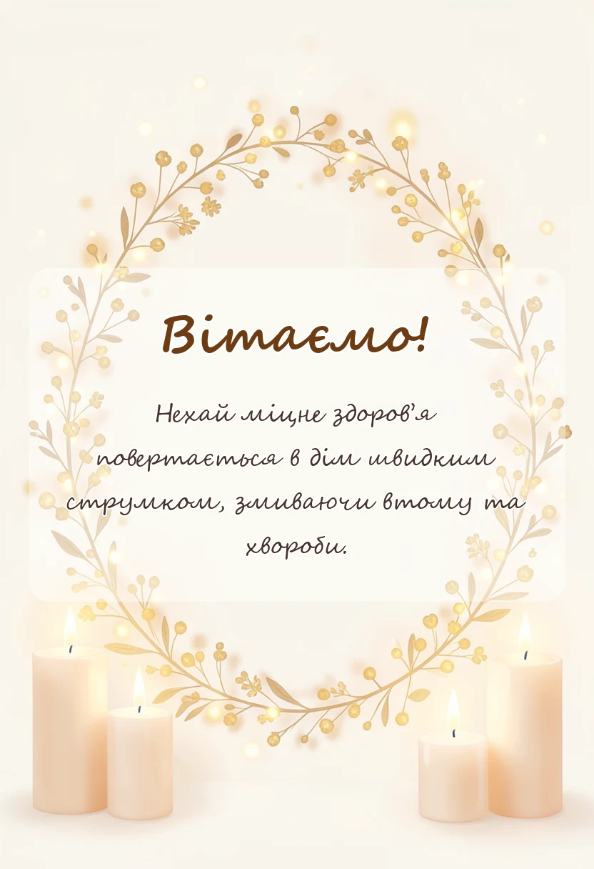 унікальна листівка - побажання одужання і здоровя