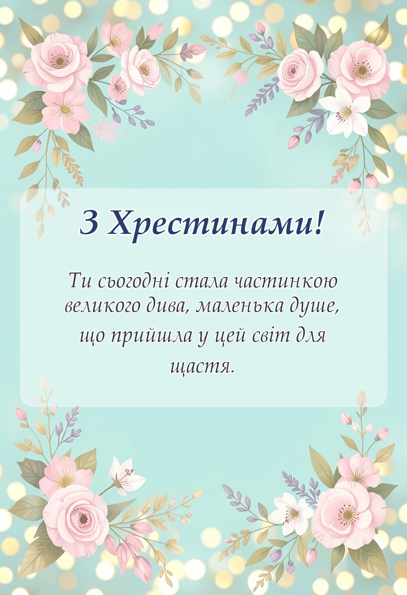 унікальна листівка - привітання з хрестинами у віршах