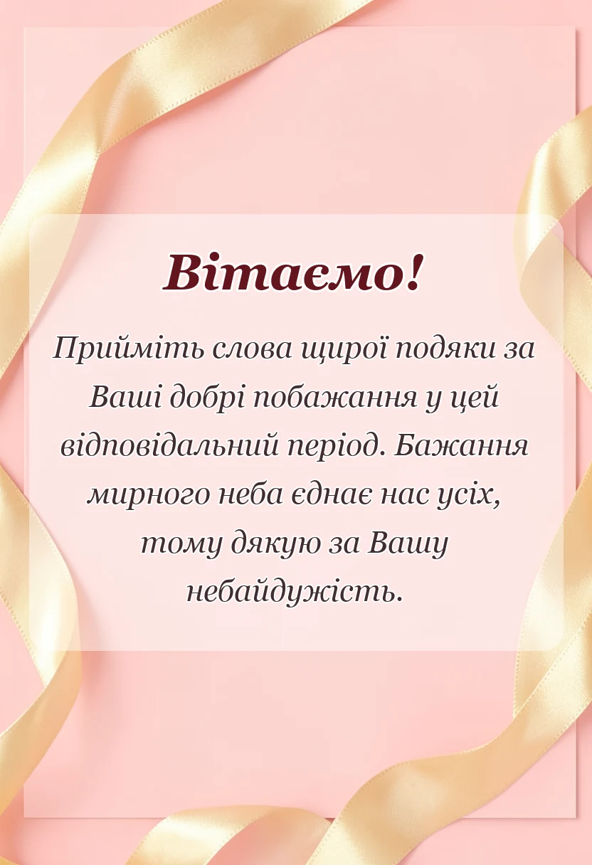 святкова картинка: подяка за побажання мирного неба