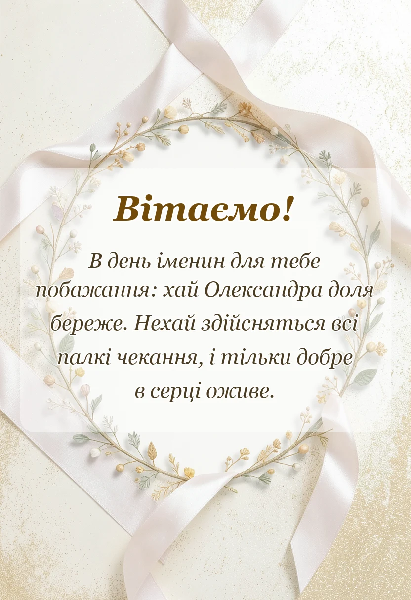 красива листівка: привітання з днем ангела олександра
