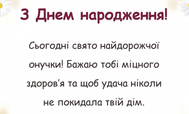 красива листівка: привітання з днем народження онучки бабусі