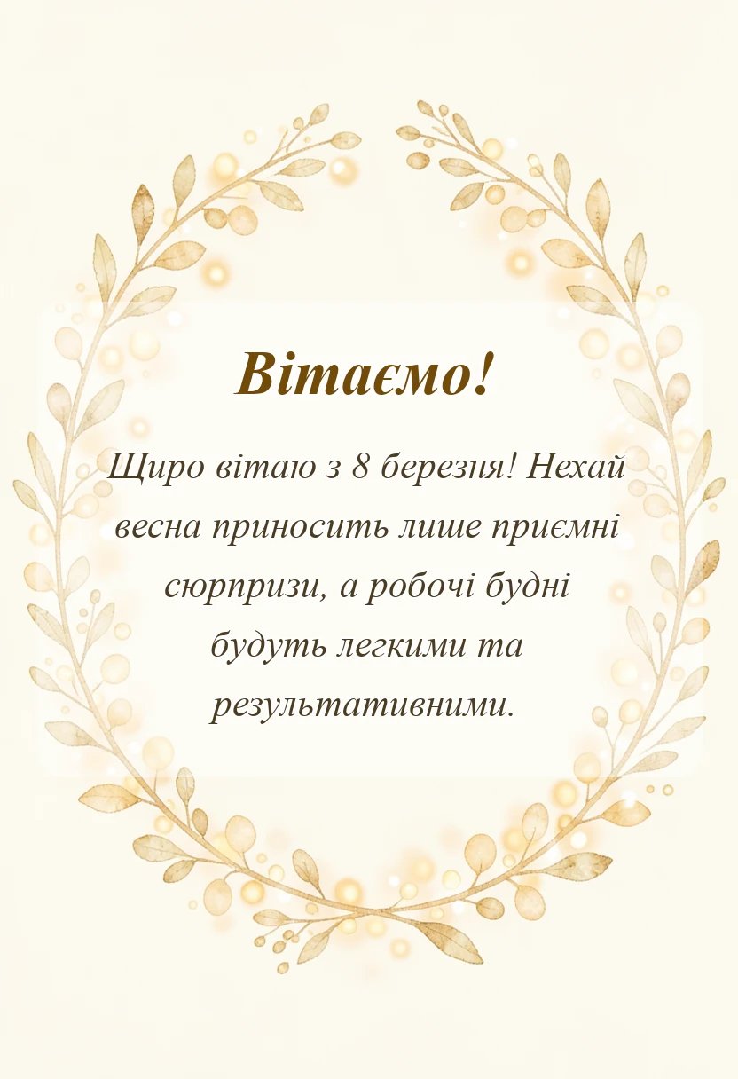 листівка з побажанням - привітання з міжнародним жіночим днем колегам