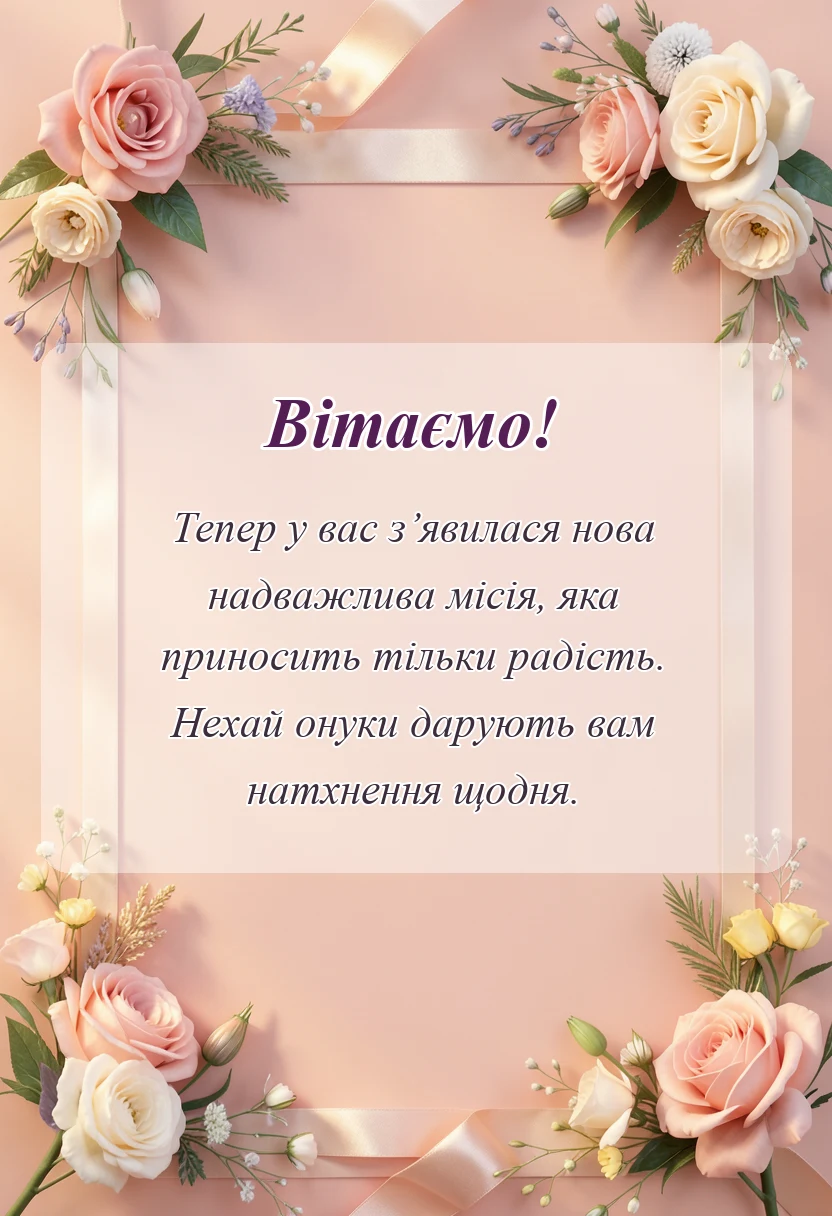 красива листівка: привітання зі статусом бабусі і дідуся своїми словами