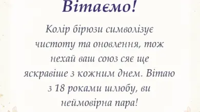 красива листівка: привітання на бірюзове весілля