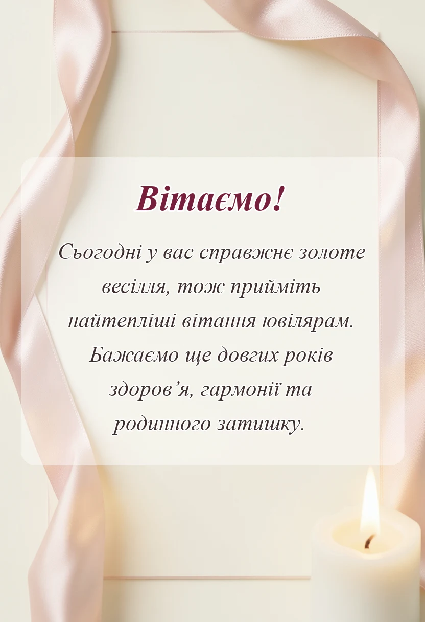 унікальна листівка - привітання на золоте весілля