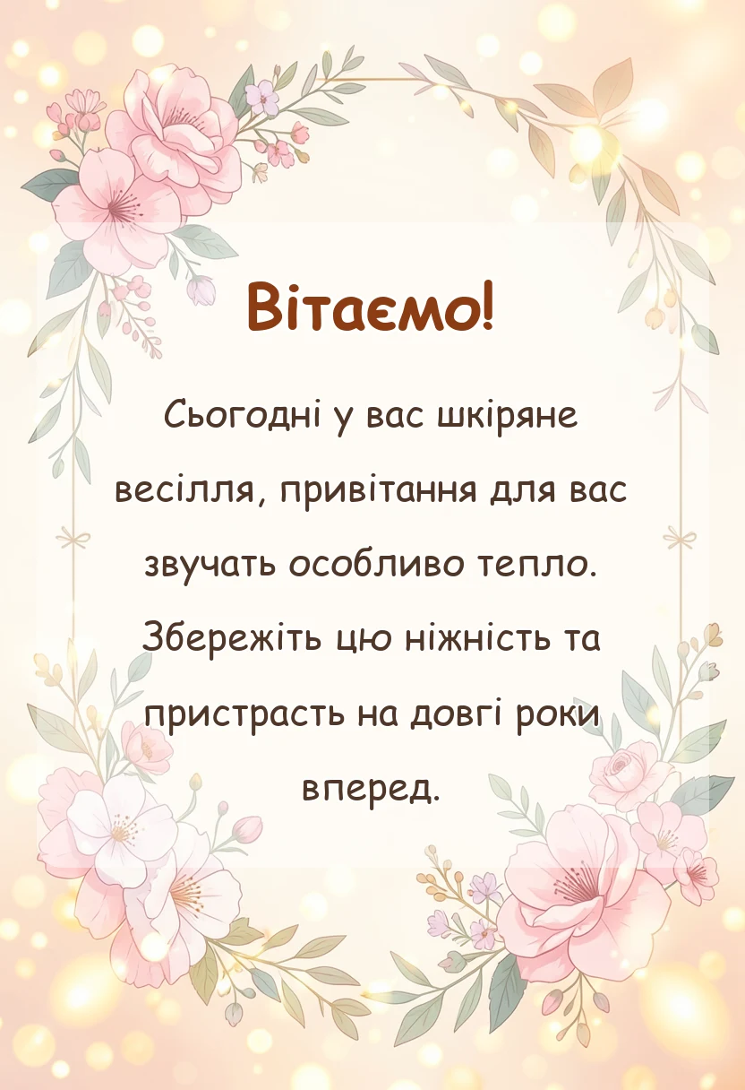 листівка з побажанням - шкіряне весілля привітання
