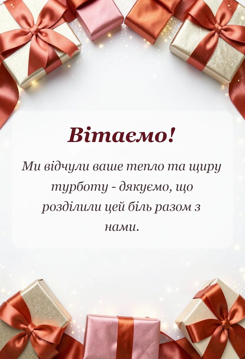 листівка з побажанням - подяка за співчуття з приводу смерті