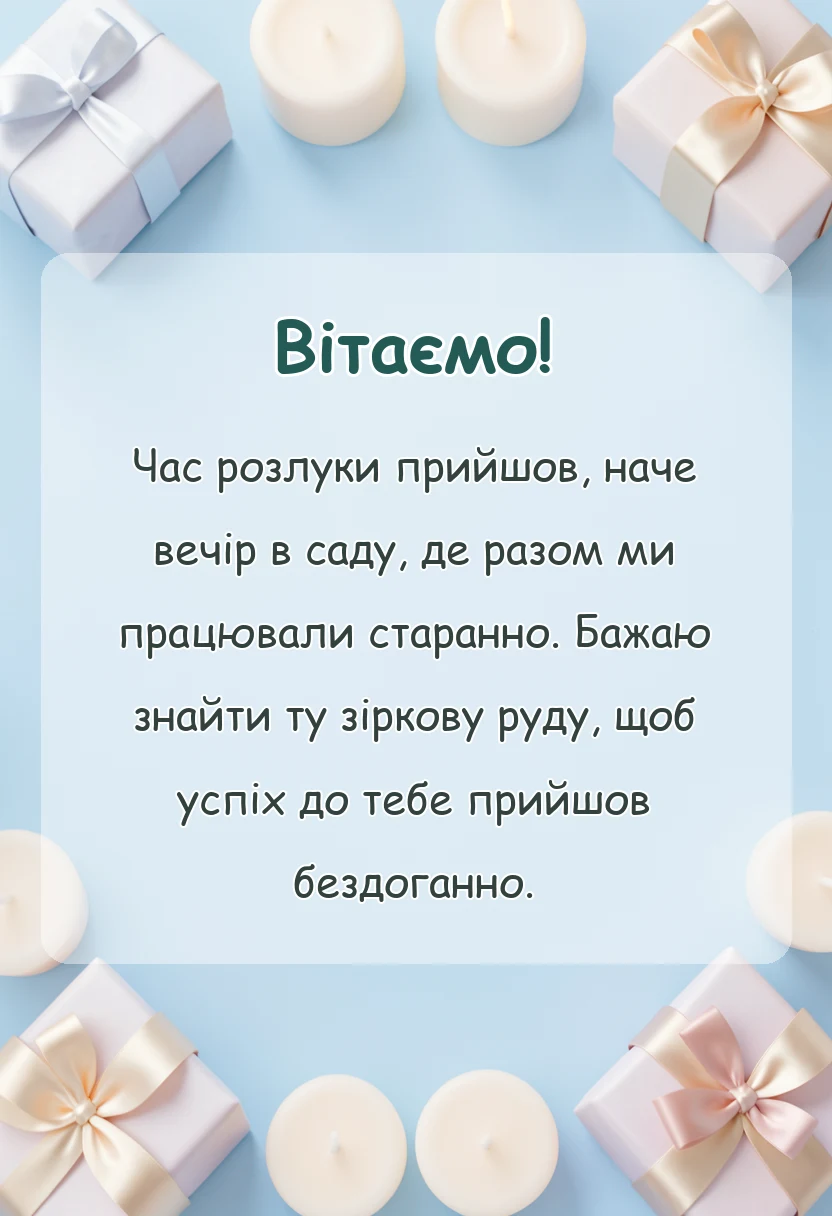 святкова картинка: прощальні слова при звільненні з роботи колезі