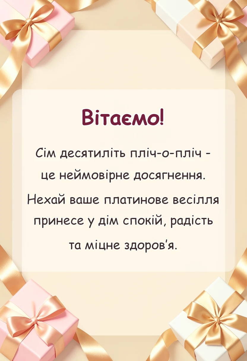 листівка з побажанням - картинки з 70 роками весілля