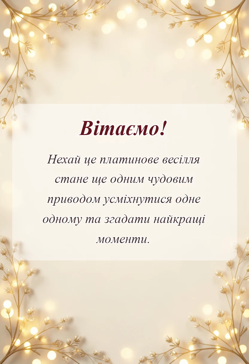 красива листівка: привітання з 70 роками весілля своїми словами