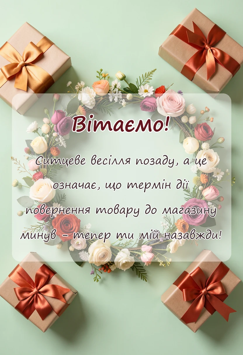 унікальна листівка - привітання з річницею весілля 1 рік своїми словами чоловікові