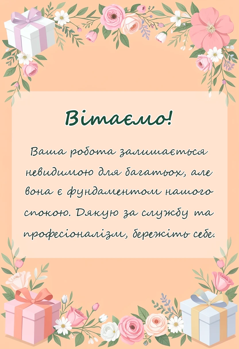 вітальна листівка - привітання з професійним святом сбу
