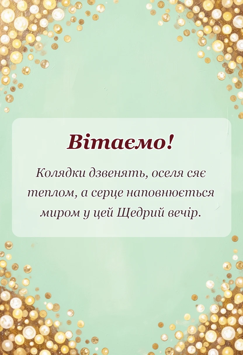 красива листівка: привітання з щедрим вечором і йорданом