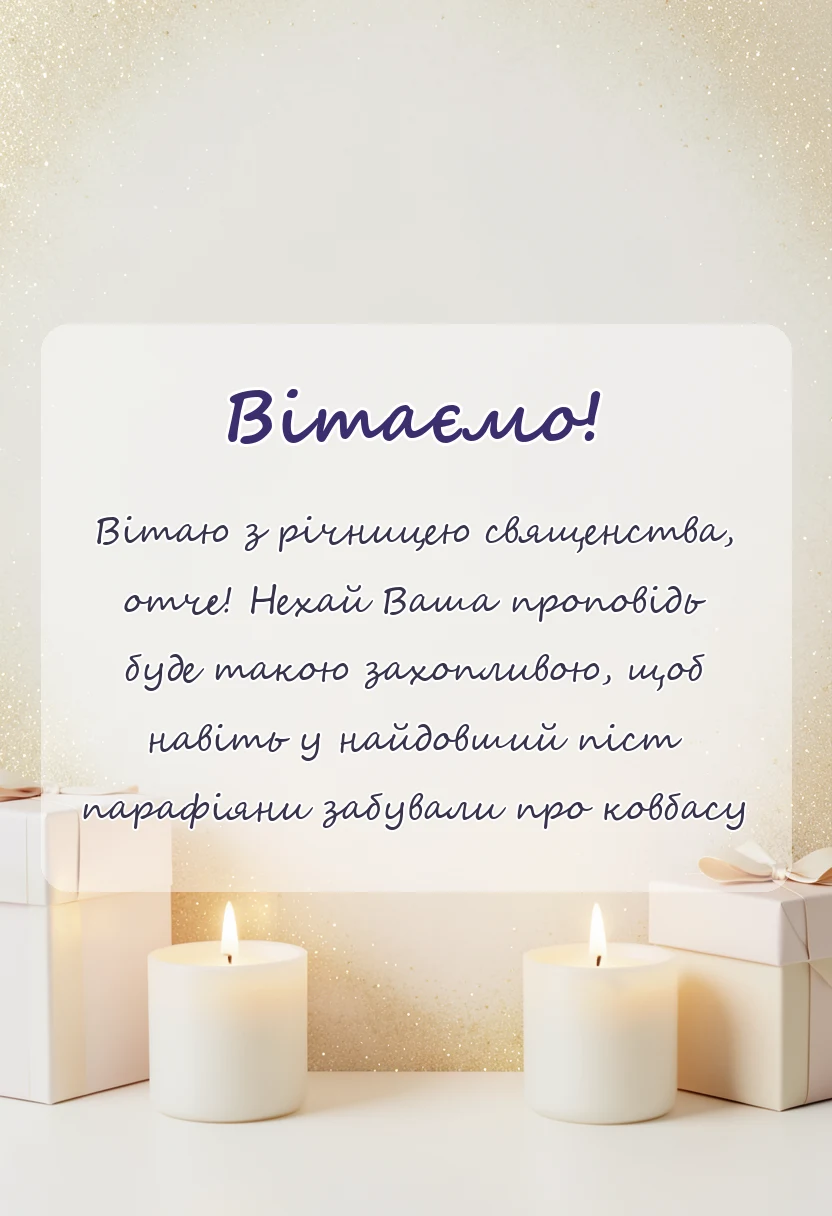 красива листівка: привітання священика з річницею священства
