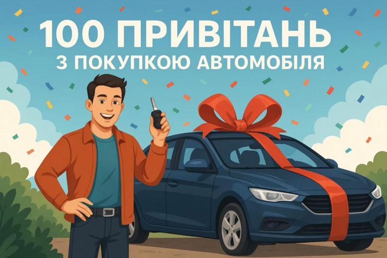 Чоловік тримає ключі від нових машини з великою червоною стрічкою.