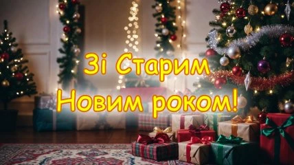 Зі Старим Новим роком! Святковий інтер'єр з ялинками та подарунками.