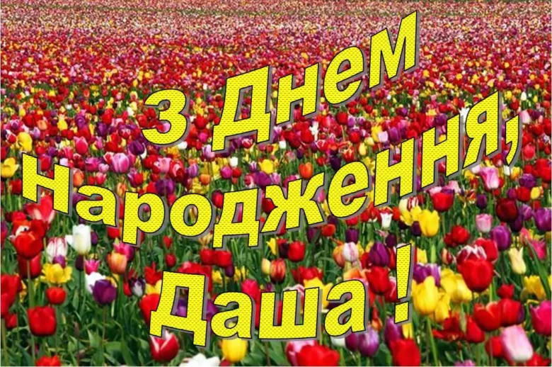 Квіткове поле з привітанням на день народження Даша.