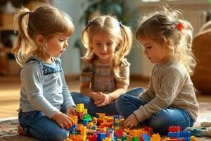Діти грають з конструктором у безпечному домашньому просторі