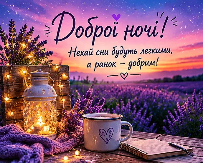 Добраніч! Нехай сні будуть легкими та мрійливими.