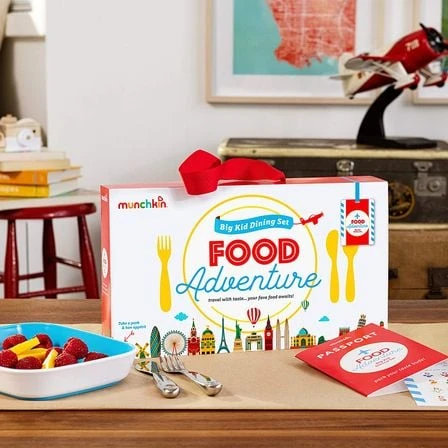 Kids food adventure kit with dishes